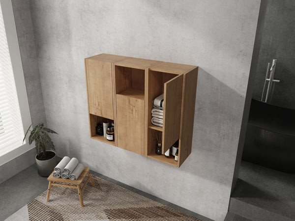 English Elm 36" Bathroom Side Cabinet - Stylish Wall-Mounted Storage, Soft-Close Doors & Durable Imitative Oak Finish W999S00374