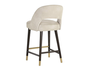 Sunpan MONAE Barrel-Back Counter Stool - Elegant Bravo Cream & Polo Club Muslin for Stylish Dining Spaces 106026V