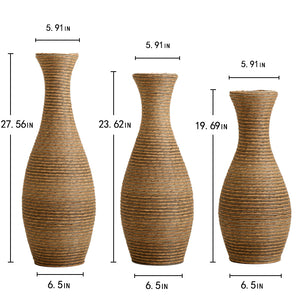 English Elm 3-piece modern PVC floor vase set with tall standalone racks for artificial branches and decor accents Beige W2796P261494