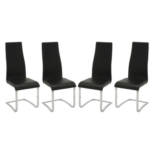 English Elm Set Leatherette Upholstered Dining Side Chairs with Ergonomic Contour, Chrome Legs, Modern Minimalist Flair Black B016P223035