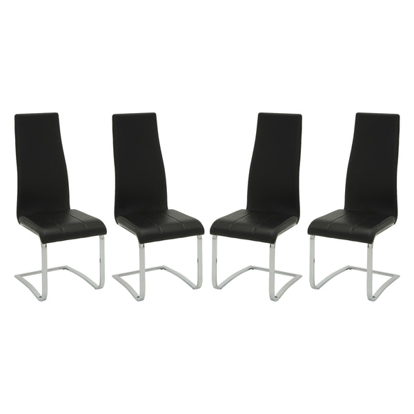 English Elm Set Leatherette Upholstered Dining Side Chairs with Ergonomic Contour, Chrome Legs, Modern Minimalist Flair Black B016P223035
