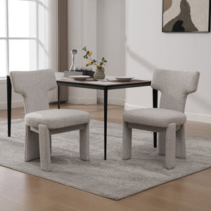 English Elm 22.05" Modern Upholstered Chenille Dining Chair Set of 2 with Rubberwood Legs, Armless Curved Back Elegant Seating Beige W3189P351608