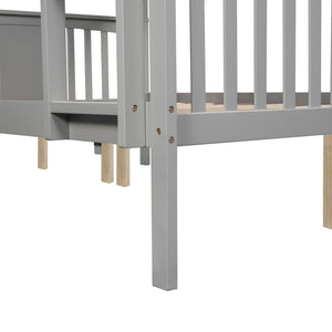 English Elm Full Over Bunk Bed Solid Pine Frame White Finish Converts to Two Beds LT000203AAE-1