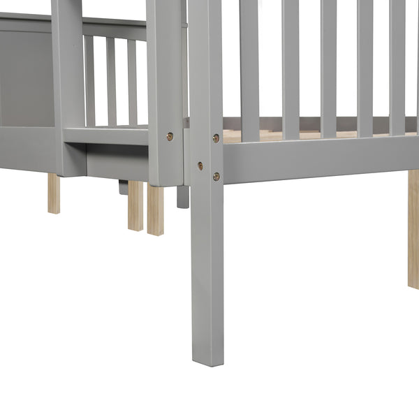 English Elm Full Over Bunk Bed Solid Pine Frame White Finish Converts to Two Beds LT000203AAE-1