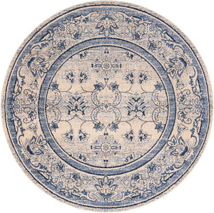 Unique Loom La Jolla Botanica Machine Made Floral Rug Ivory Blue, Beige/Blue/Light Blue/Ivory 7' 10" x 7' 10"