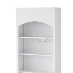 English Elm Modern Tall Kitchen Pantry Set of Two with Faux Marble Top and Glass Holders White SP000175AAK