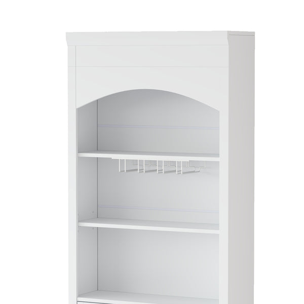 English Elm Modern Tall Kitchen Pantry Set of Two with Faux Marble Top and Glass Holders White SP000175AAK