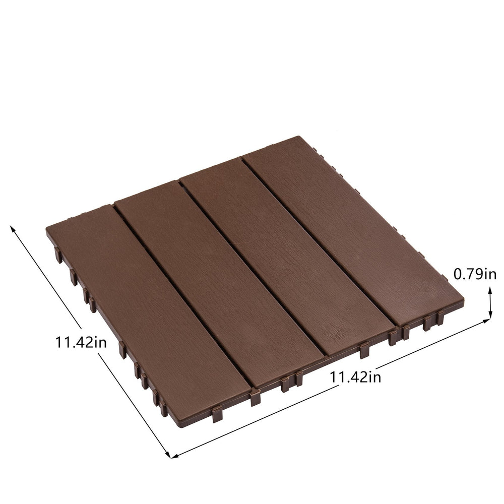 English Elm 68-pack Interlocking Wood-look Composite Deck Tiles Waterproof Patio Balcony Floor Cover W1578P364064