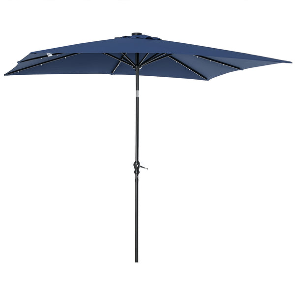 English Elm Sun Solar Patio Umbrella with Built-in Led Rib Lights for Deck or Poolside Use T3971P388828