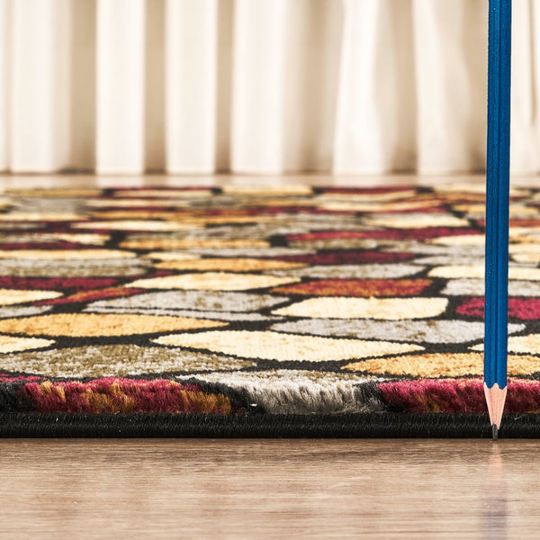 English Elm Bristol Tile Inspired Geometric Area Rug Low Pile for Dining and Living Spaces B186P452301
