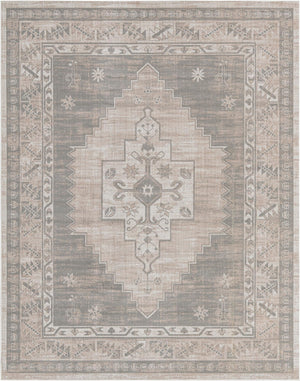 Unique Loom Whitney Geneva Machine Made Border Rug Mink, Light Brown/Ivory 7' 10" x 10' 0"