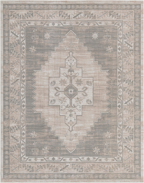 Unique Loom Whitney Geneva Machine Made Border Rug Mink, Light Brown/Ivory 7' 10" x 10' 0"