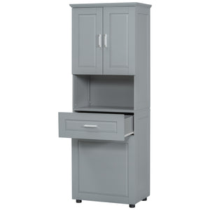 English Elm Tall Bathroom Cabinet with Tilt-Out Laundry Hamper, Adjustable Shelves, Anti-Tip Design & Large Storage Grey WF323481AAE