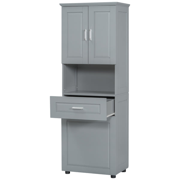 English Elm Tall Bathroom Cabinet with Tilt-Out Laundry Hamper, Adjustable Shelves, Anti-Tip Design & Large Storage Grey WF323481AAE