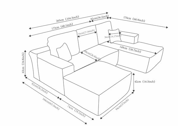 English Elm 104''cloud Modular U-shaped Sectional Plush Corduroy Deep Seat Sofa for Living Room W3975S00030