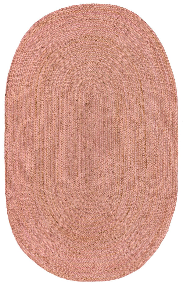 Unique Loom Braided Jute Dhaka Hand Braided Solid Rug Light Pink,  5' 1" x 8' 0"