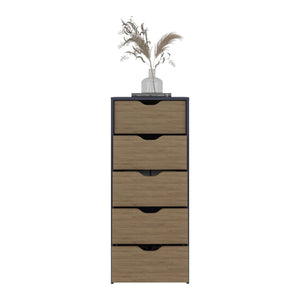 English Elm Basilea Narrow 5 Drawer Tall Chest Slim Vertical Storage for Bedroom or Closet B200P460155