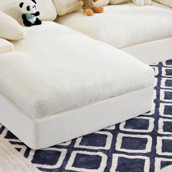 English Elm White Corduroy Compact Sofa Soft Upholstered Seating for Casual Scandinavian Living Rooms W3612S00013