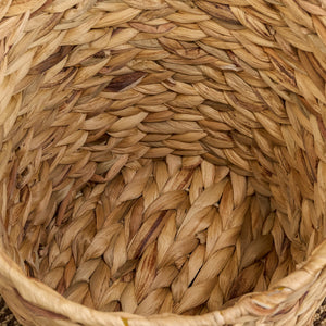 English Elm Water Hyacinth Round Woven 11" Planter & Storage Basket, Breathable Rustic Brown Décor Organizer B093P295027