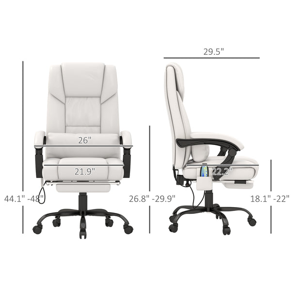 English Elm High Back Faux Leather Massage Reclining Chair with Footrest and Six Vibration Zones T3971P410848