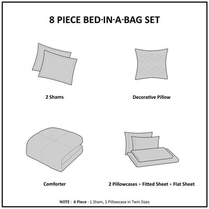 JLA Home Madison Park Essentials - 8 Madison Park Essentials Patrick Reversible Comforter Set with Sheets, Navy Plaid, OEKO-TEX, Antimicrobial MPE10-877