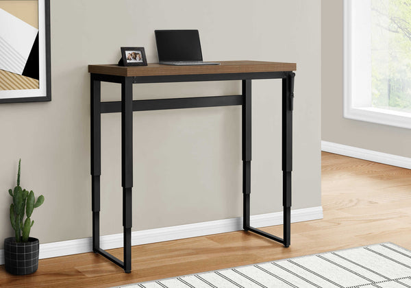 English Elm Computer Desk - Adjustable Height, Contemporary Walnut Laminate & Black Metal, Perfect For Small Spaces B2710P219890
