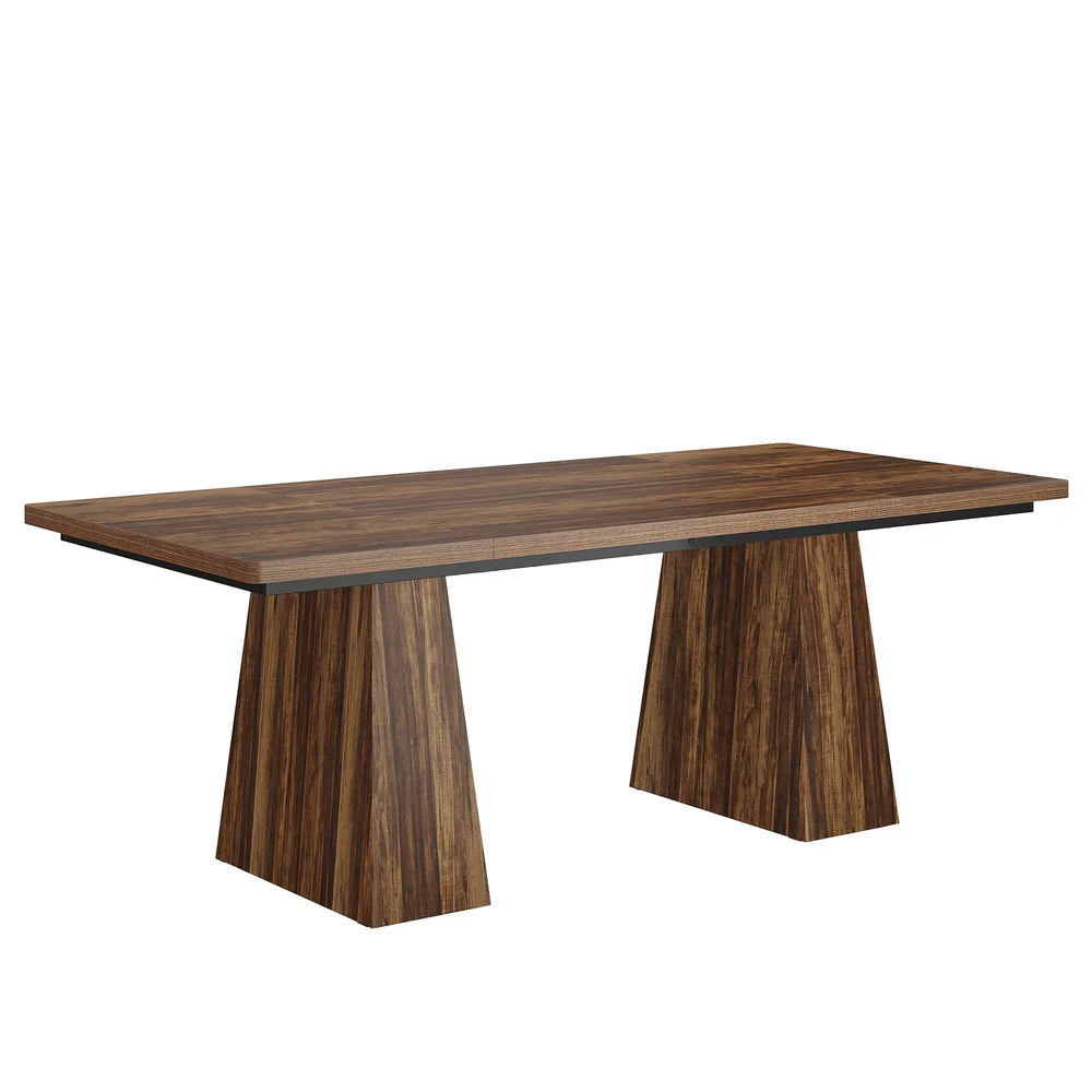 English Elm Spacious Farmhouse Wood Dining Table Seats Six with Tapered Legs for Modern Homes T3971P456245