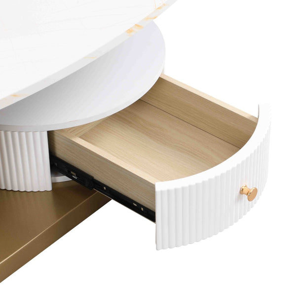 English Elm Modern Nesting Golden Coffee Table Set - Elegant Oval & Round Tables For Living Room Style & Storage W821S00002-GIGA