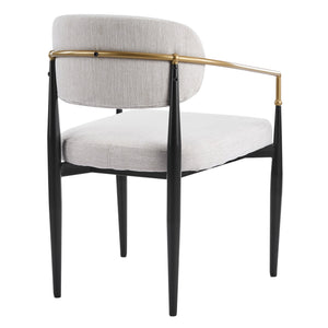 English Elm Fabric Upholstered Dining Chairs Glam Set of Two with Gold Accents Iron Frame N768P379506B