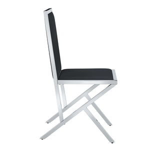 English Elm Table and Chair Set Tempered Glass Top with Silver Metal Frames Seats 8 Dining Black+Silver W1151S04768