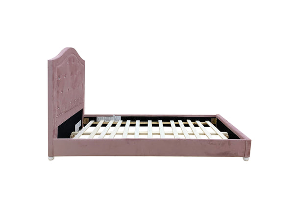 English Elm Reggie Pink Upholstered Twin Bed with Button Tufting, 13-Slat Support, 9" Clearance, 330lb Limit B2726S00286