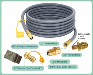English Elm Natural Gas Conversion Kit Quick Connect Hose for Outdoor Propane Fire Pit Units B120P202292
