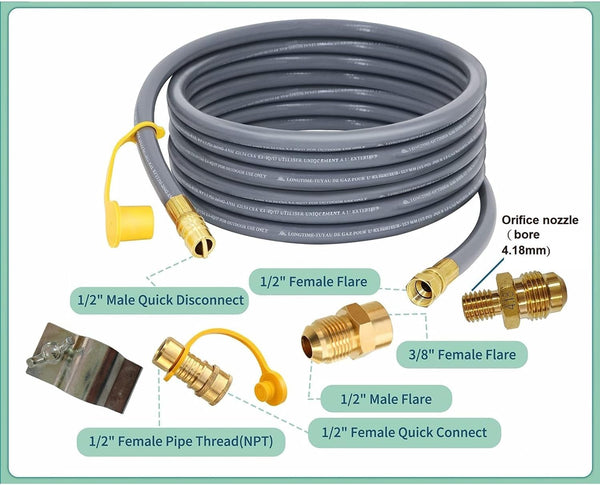 English Elm Natural Gas Conversion Kit Quick Connect Hose for Outdoor Propane Fire Pit Units B120P202292