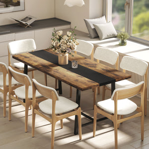 English Elm Homcom Industrial Dining Table Seats 8 Rustic Wood Grain Top Steel Frame W2225P485647