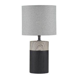 JLA Home 510 Design - Textured Ceramic Table Lamp with Two-Tone Wood-Grain Base and Drum Shade for Warm Ambient Glow 5DS153-0037