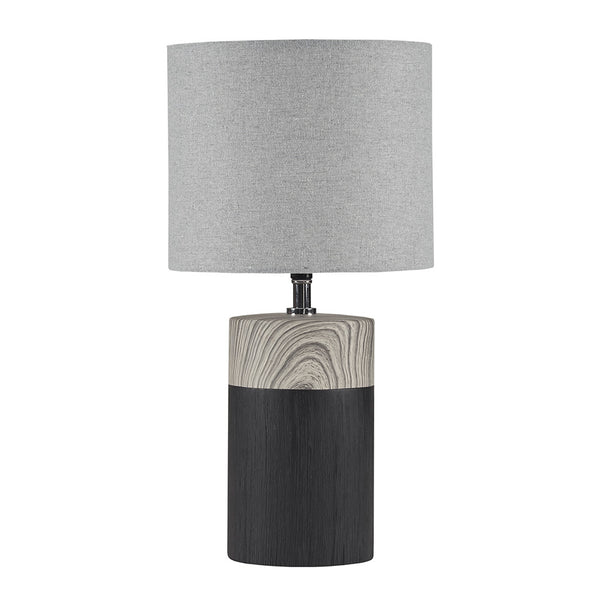 JLA Home 510 Design - Textured Ceramic Table Lamp with Two-Tone Wood-Grain Base and Drum Shade for Warm Ambient Glow 5DS153-0037