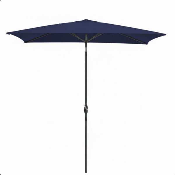 English Elm 6.5 X 10 Ft Rectangular Outdoor Patio Umbrella with Crank Tilt Uv Resistant Canopy Navy Blue B082P454958