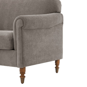 English Elm Modern Chenille Loveseat with Rolled Arms Pocket Spring Cushions and Rubberwood Legs Brown N763P362173D