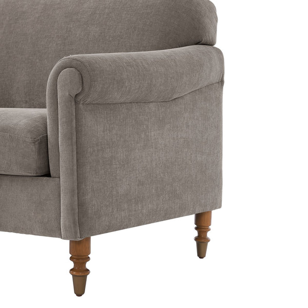 English Elm Modern Chenille Loveseat with Rolled Arms Pocket Spring Cushions and Rubberwood Legs Brown N763P362173D
