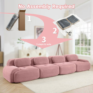 English Elm 4-seat Modular Corduroy Sectional with High-resilience Foam Pet Friendly Bedroom Sofa W714S01410
