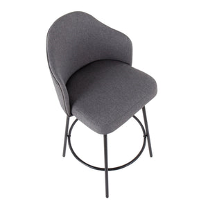 English Elm Ahoy Modern Counter Stool Set Of 2 In Black Metal & Grey Fabric - Stylish, Durable & Compact Design B202S00153