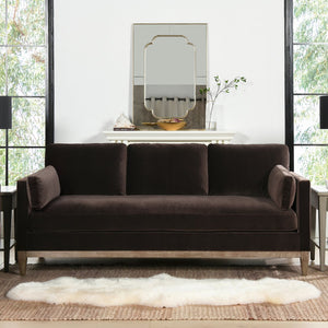English Elm Jennifer Taylor Home - Knox 84" Modern Farmhouse Sofa In Deep Brown Velvet - Family-Friendly Comfort & Style For Your Home B2719P238332
