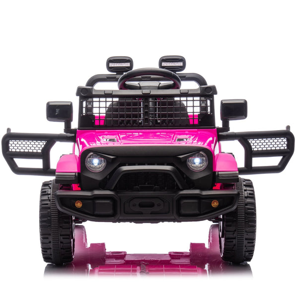 English Elm 24v Kids Ride on Car with Parental Remote Four Wheel Suspension Led Lights Bluetooth Pink W1578P235081