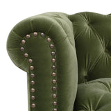 English Elm Alto 88" Tufted Chesterfield Sofa, Olive Green Performance Velvet