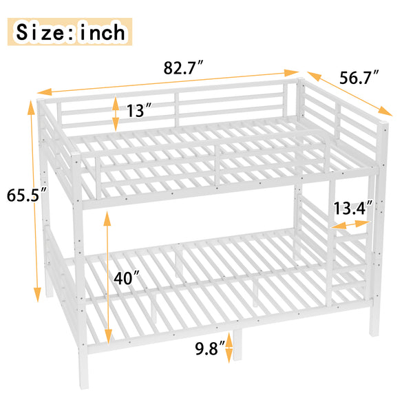 English Elm Metal Full Xl Bunk Bed For Teens & Adults - Space-Saving, Durable Steel Frame, No Box Spring Needed! W1580S00125