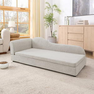 English Elm Oversized Pet Sofa Linen Upholstered Wave Backrest for Large Dogs Modern Living W487P430331