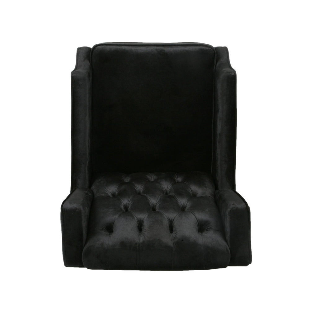 English Elm Christopher Knight Home® - Pushback Mid Century Wingback Recliner Chair with Rivet Trim, Upholstered Fabric Accent Seat for Living Room Black 63486.00NVLTBLK
