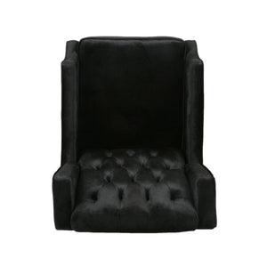 English Elm Christopher Knight Home® - Pushback Mid Century Wingback Recliner Chair with Rivet Trim, Upholstered Fabric Accent Seat for Living Room Black 63486.00NVLTBLK