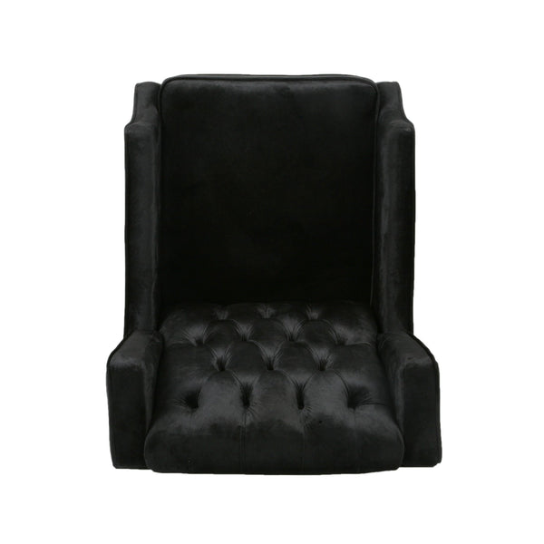 English Elm Christopher Knight Home® - Pushback Mid Century Wingback Recliner Chair with Rivet Trim, Upholstered Fabric Accent Seat for Living Room Black 63486.00NVLTBLK