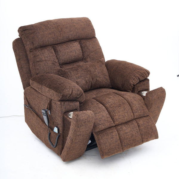 English Elm Old Age Electric Lift Chair With Massage & Heat, 180° Recline, Dual Motors, Cup Holders & Storage W547S00054